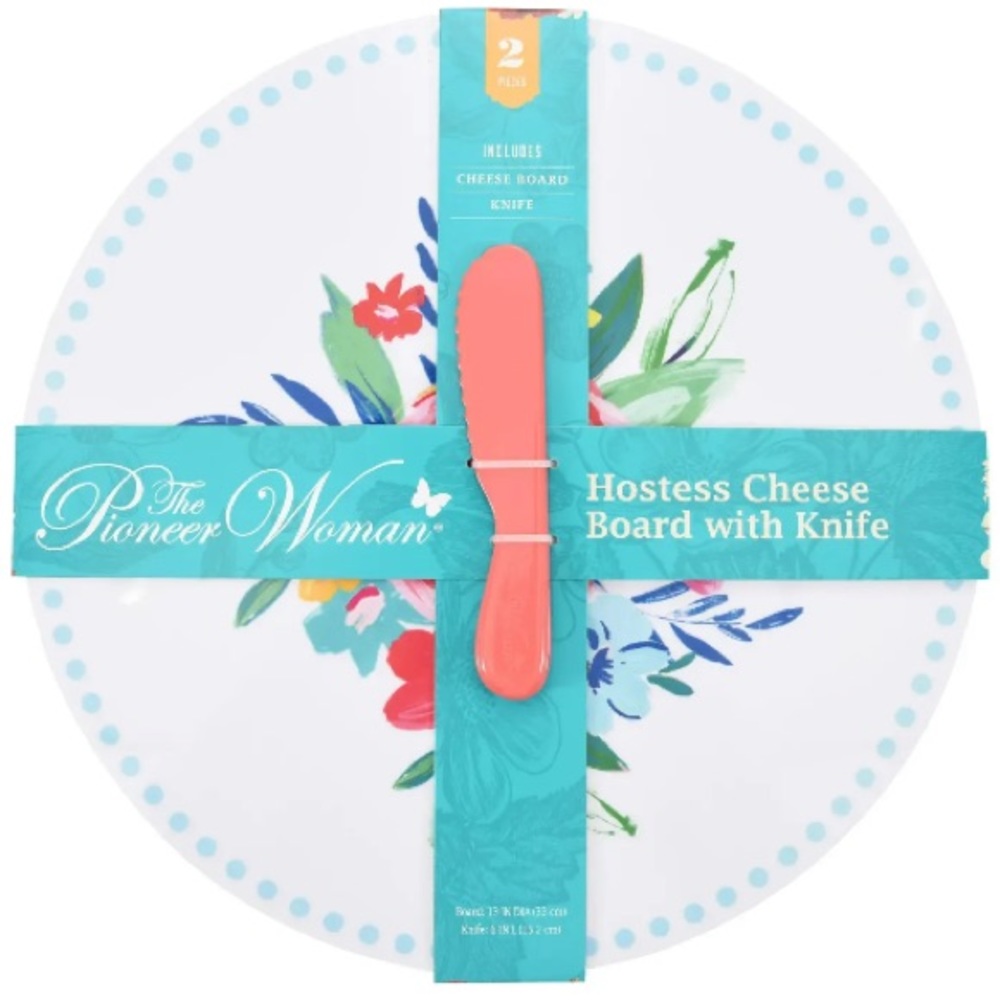 The Pioneer Woman Pink Floral Hostess Cheese Board and Knife Brand New With Tags